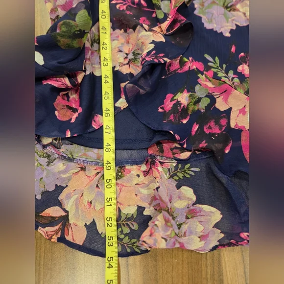 London Times Women's Ruffled Chiffon Flowy Floral Faux Wrap Maxi Dress Size 6 - Picture 8 of 10